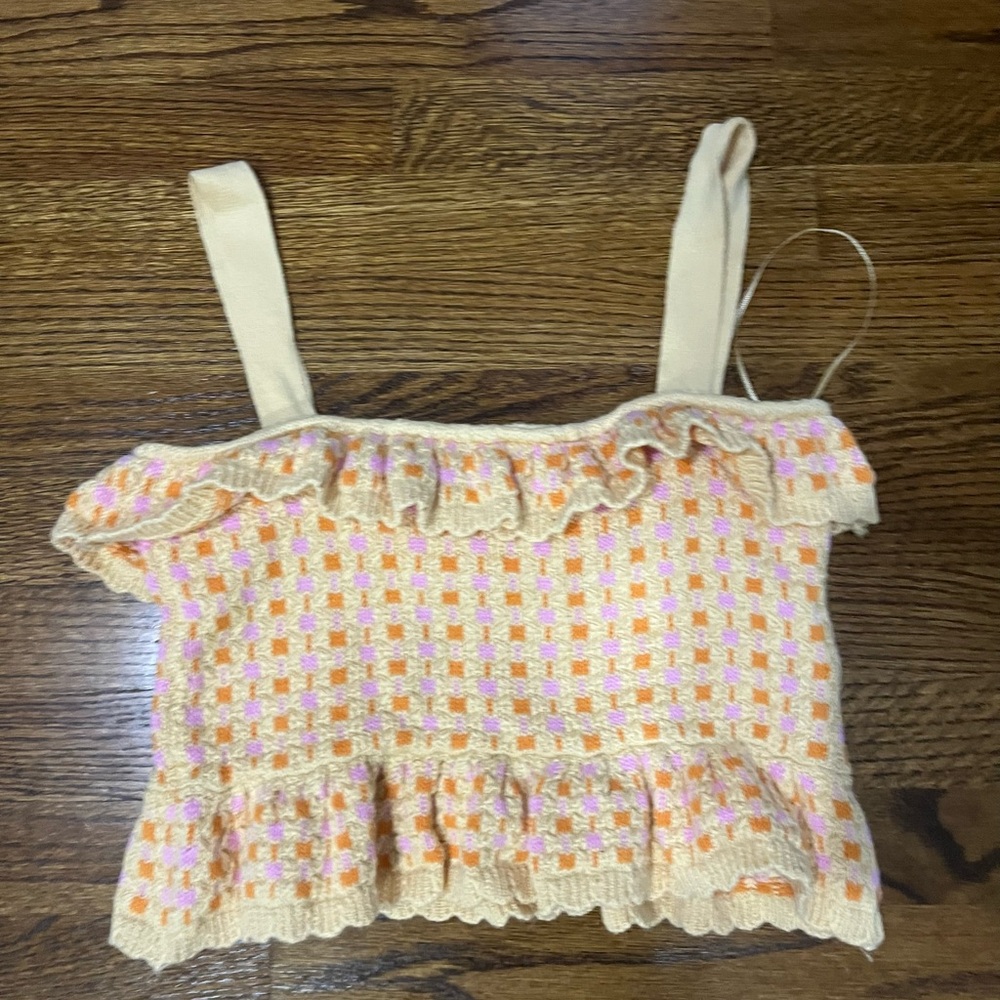 Zara Multicolor Ruffled Knit Top